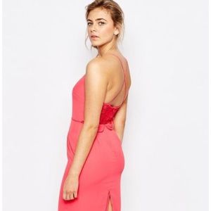 Cami strap cross back with lace detail midi dress